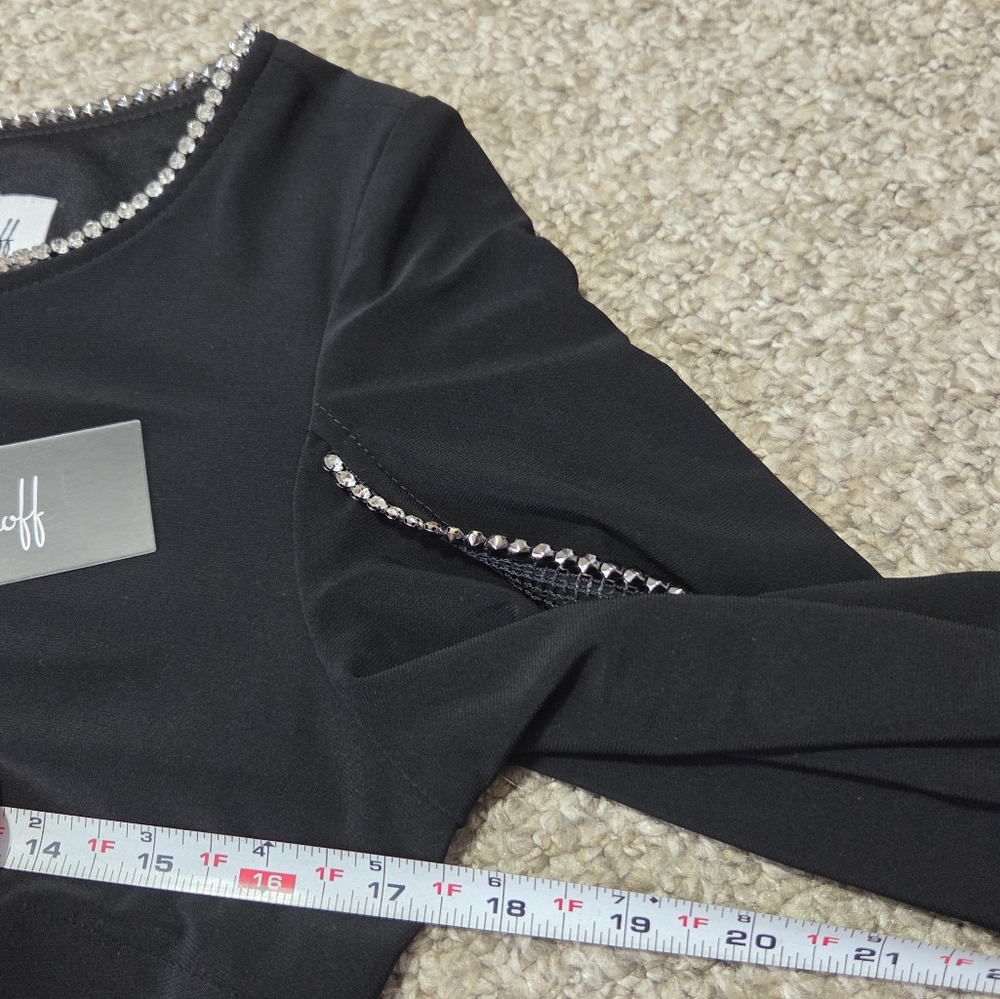 JOSEPH RIBKOFF BLACK RHINESTONE TRIM 'SKYE ON THE TOWN' DRESS US 8 * READ - Picture 8 of 16